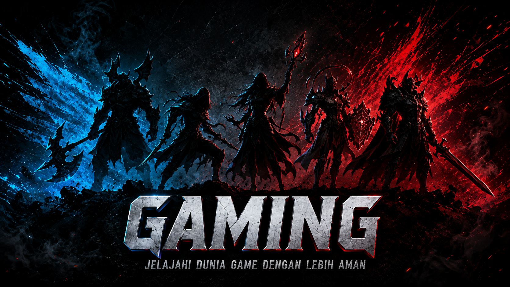 Banner Gaming The Way of the Gamer dengan karakter dan dunia permainan futuristik